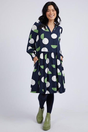 Elm Stormy Dress Navy Spot From BoxHill