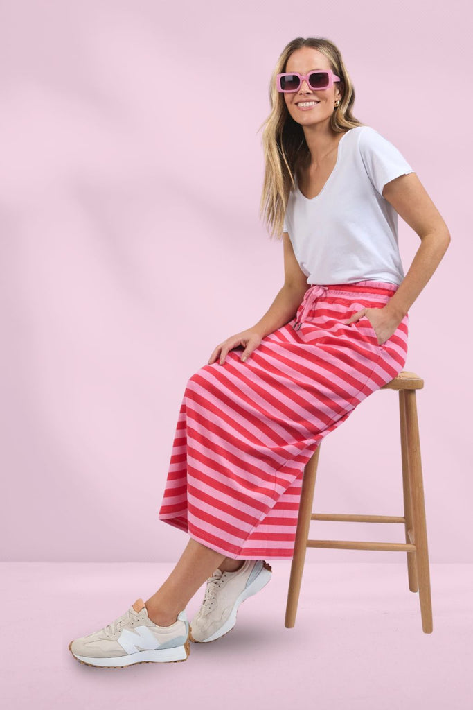 Elm Sunset Stripe Skirt Bittersweet Strawberry Pink Stripe From BoxHill