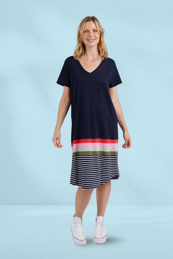 Elm Terra Tee Dress Navy White Stripe From BoxHill