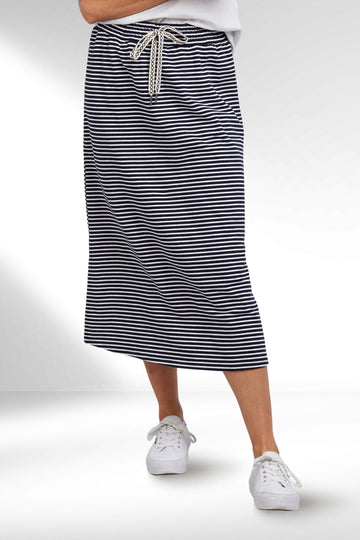 Elm Travel Skirt Navy White Stripe From BoxHill