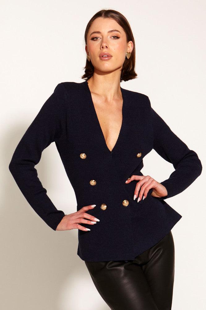 Fate and Becker Beverly Knit Blazer Cardigan Navy From BoxHill