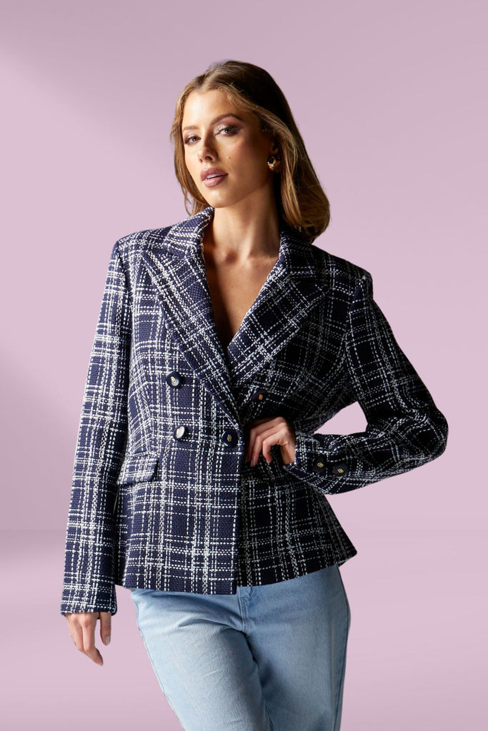 Fate and Becker Bianca Boucle Blazer Navy From BoxHill