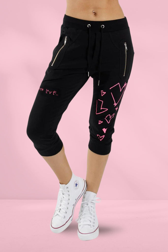 Federation Cut Trackies With Love Black Pink From BoxHill