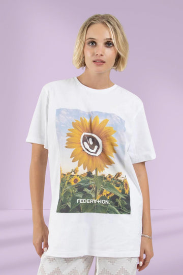 Federation Staple Tee Happy Sun White From BoxHill