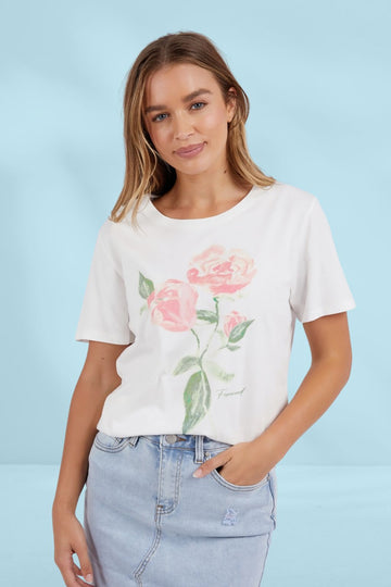 Foxwood Bloom Tee Vintage White From BoxHill