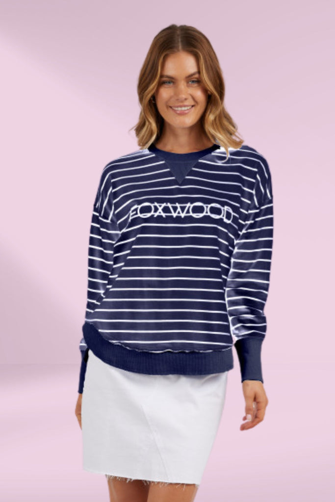 Foxwood Classic Stripe Simplified Crew Navy White Stripe From BoxHill