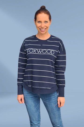 Foxwood Classic Stripe Simplified Crew Navy White Stripe From BoxHill