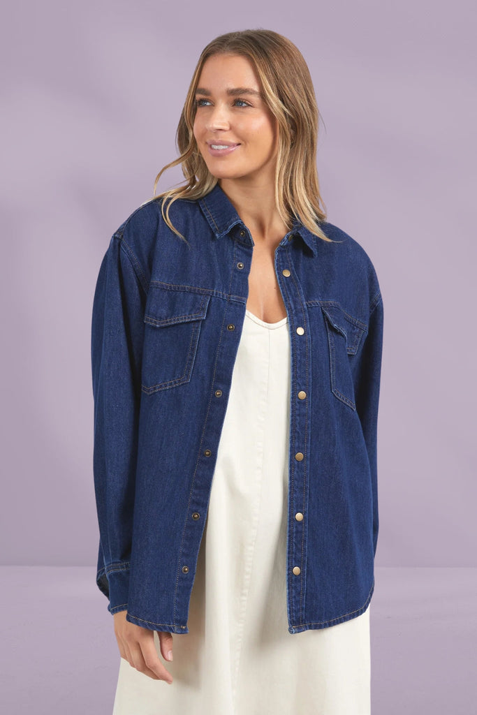 Foxwood Daisy Overshirt Dark Blue Denim From BoxHill