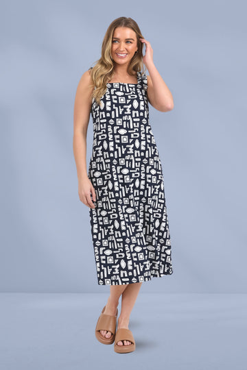 Foxwood Etched Geo Dress Navy From BoxHill