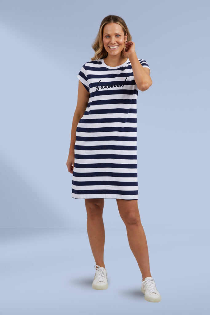 Foxwood Signature Stripe Tee Dress Navy White Stripe From BoxHill