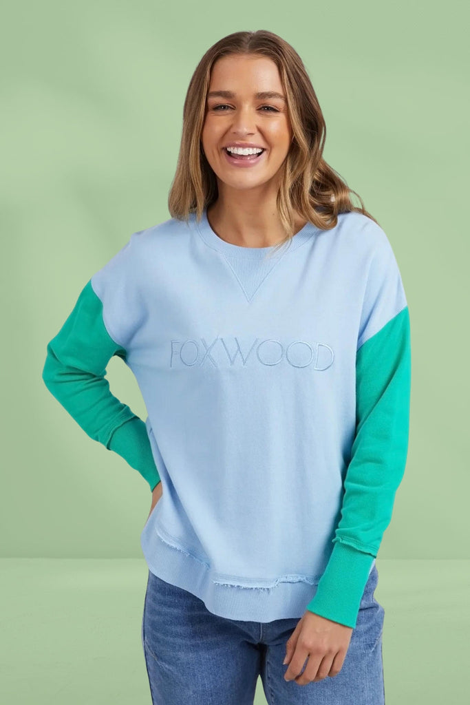 Foxwood Simplified Colour Block Crew Blue From BoxHill