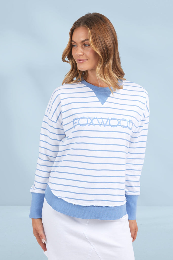 Foxwood Simplified Stripe Crew Blue White Stripe From BoxHill