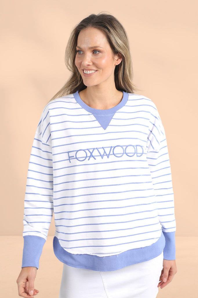 Foxwood Simplified Stripe Crew Neon Blue From BoxHill