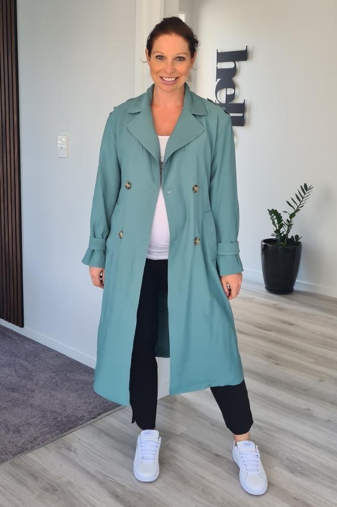 Foxwood Tabitha Trench Coat Astrogreen From BoxHill