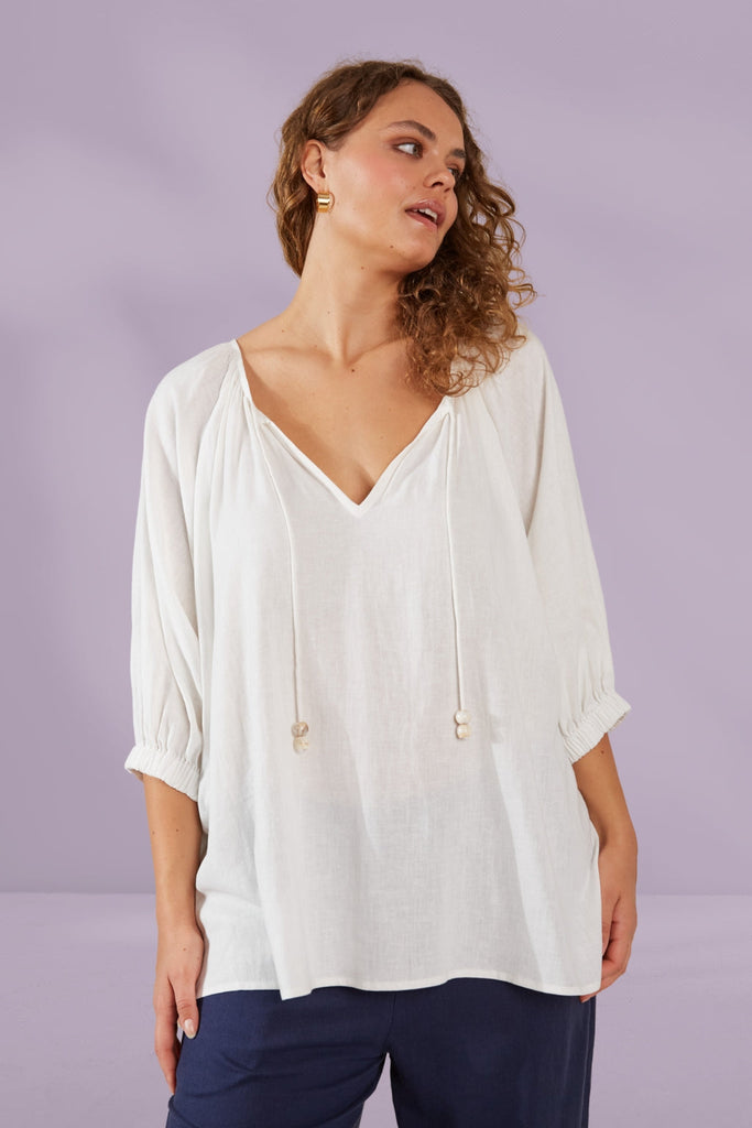 Haven Sardinia Relaxed Blouse Bianco From BoxHill