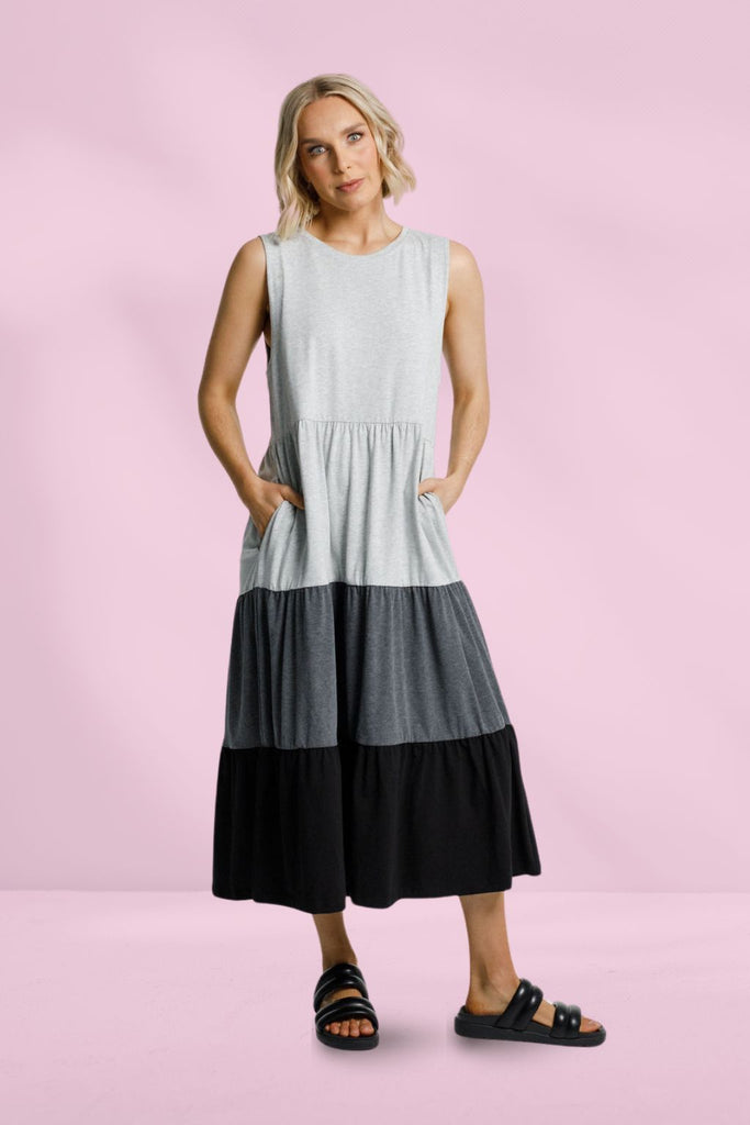 Home-Lee Kendall Singlet Dress Grey Charcoal Black From BoxHill