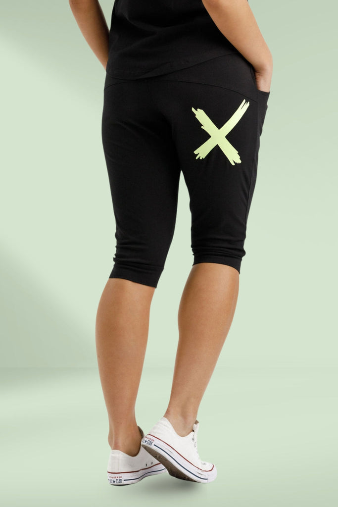 Homelee 3/4 Apartment Pants Black with Lime X From BoxHill