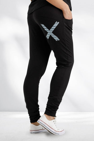 Homelee Apartment Pants Black with Stormy Stripe X From BoxHill