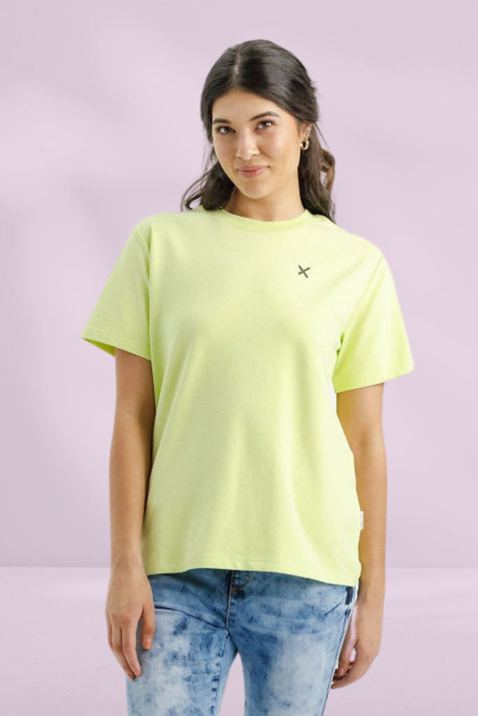 Homelee Chris Tee Lime with Black X From BoxHill