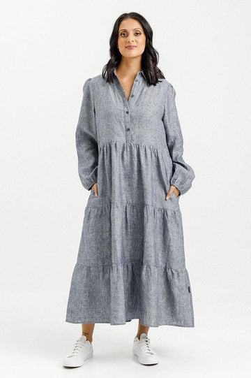 Homelee Long Sleeve Khloe Dress Grey From BoxHill