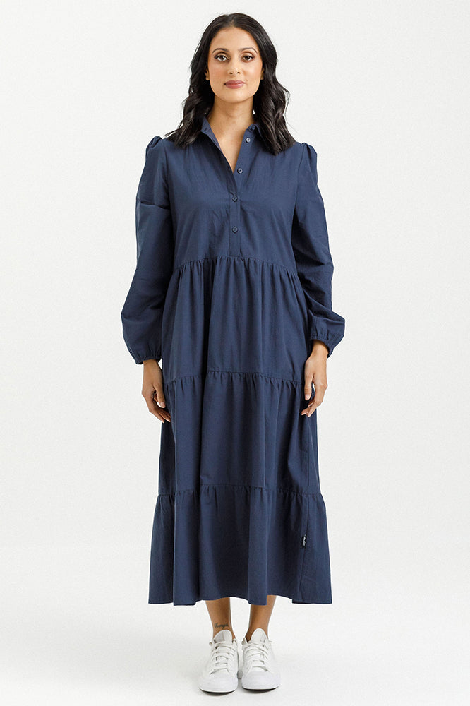 Homelee Long Sleeve Khloe Dress Indigo Blue From BoxHill