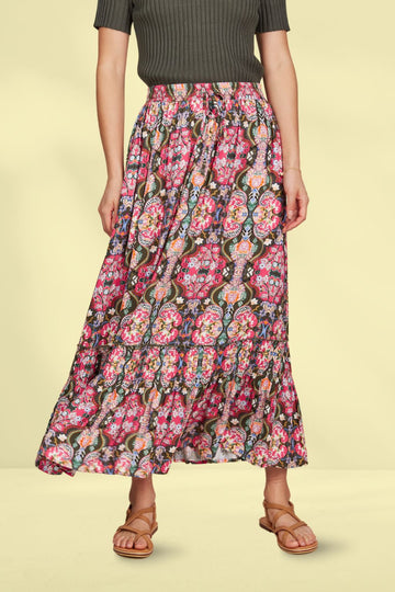 Isle of Mine Esme Maxi Skirt Olive Fleuron From BoxHill