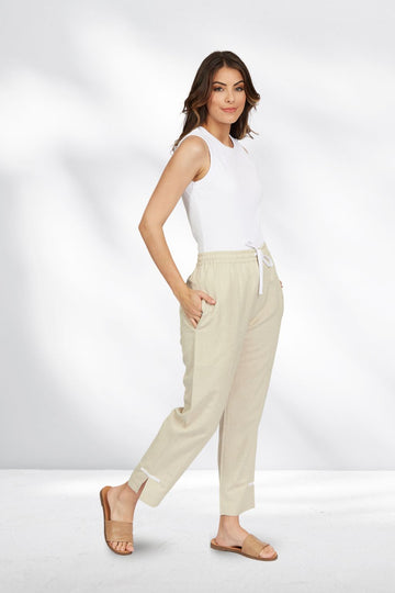 Knewe Checker Pants Ecru White From BoxHill