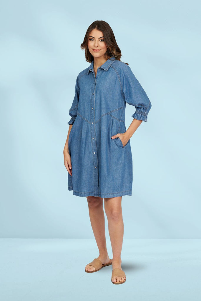 Knewe Piper Dress Blue Wash From BoxHill