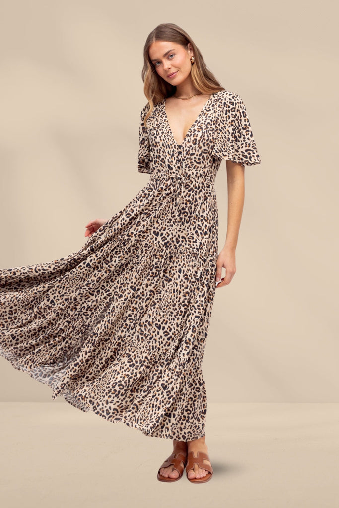 Label of Love Leopard Maxi Dress Brown From BoxHill