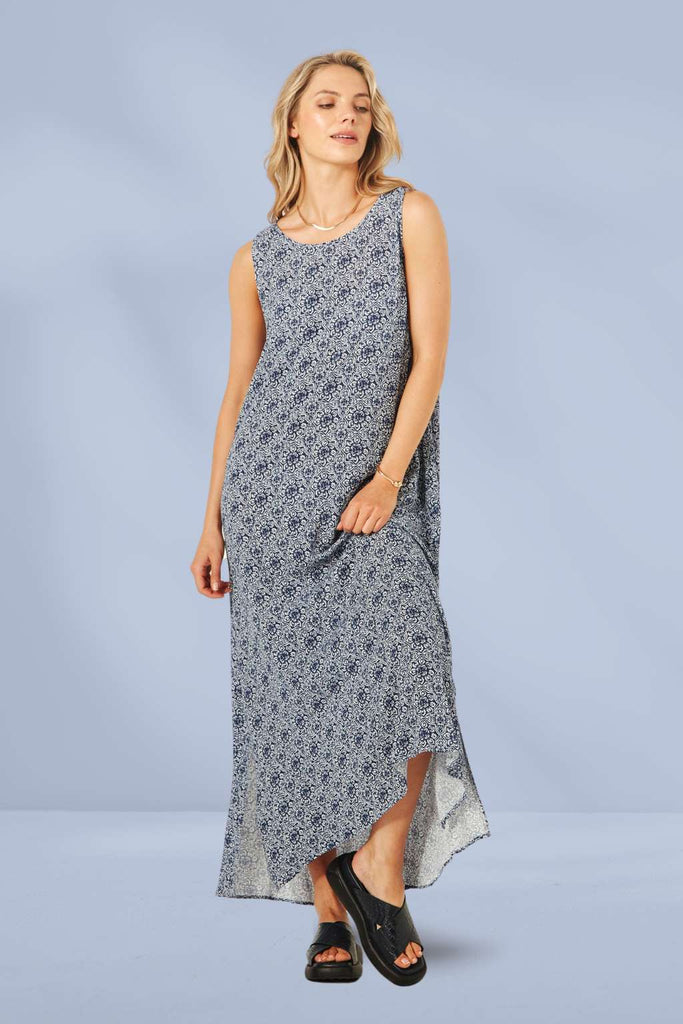 PRE-ORDER Lemon Tree Ana Dress Blue Tie Print From BoxHill