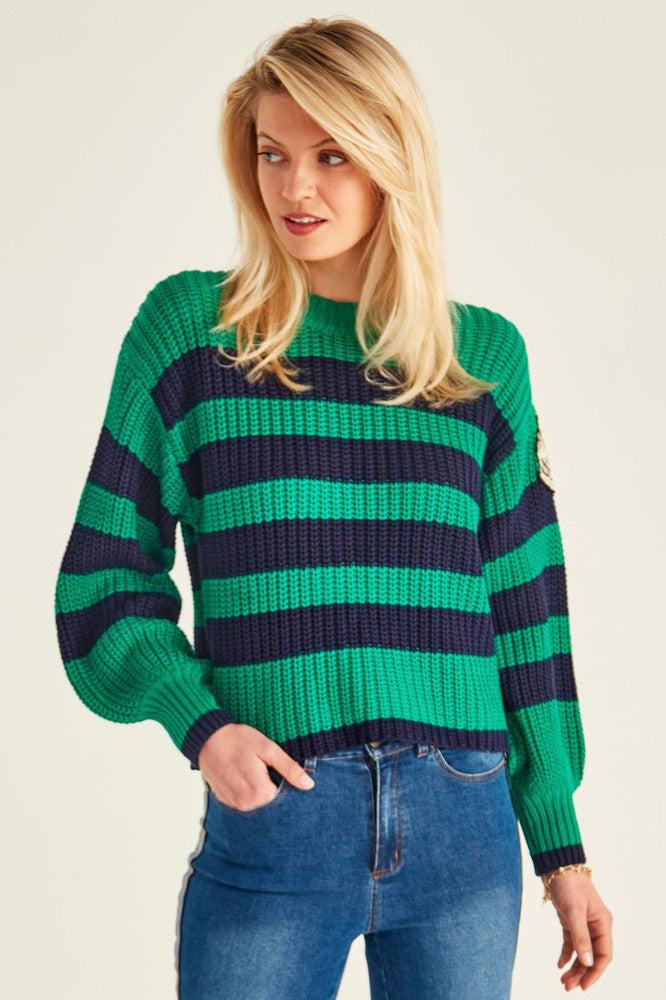 Lemon Tree Fabiola Jumper Green Navy From BoxHill