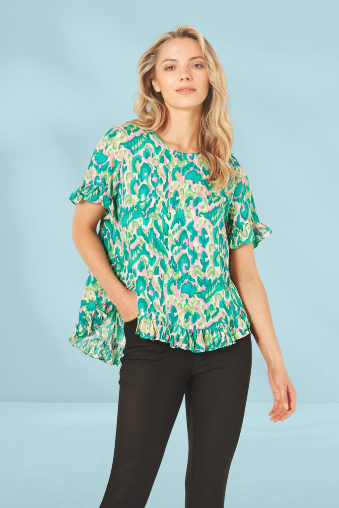 Lemon Tree Madelaine Top Teal Print From BoxHill