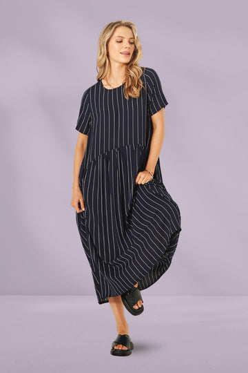 PRE-ORDER Lemon Tree Monroe Dress Navy Stripe From BoxHill