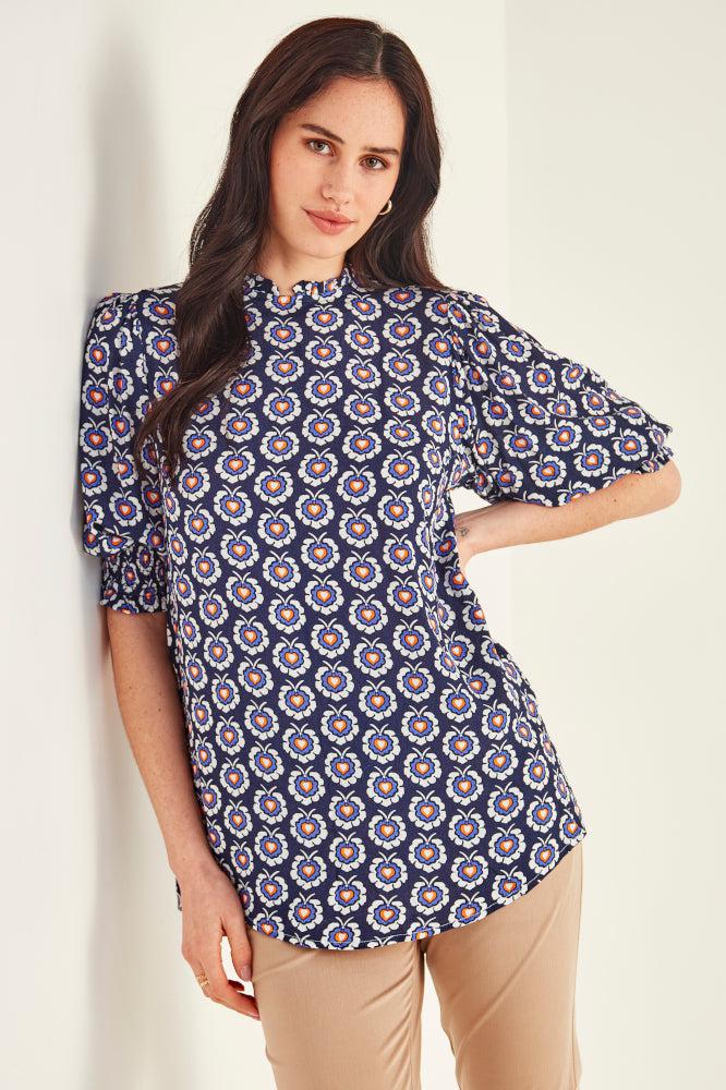 Lemon Tree Susana Top Navy Print From BoxHill