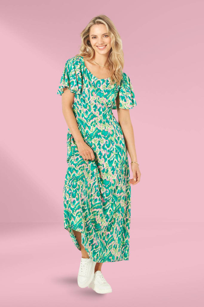 PRE-ORDER Lemon Tree Sylvia Dress Teal Print From BoxHill