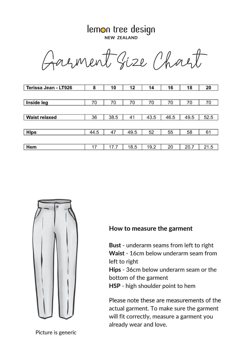 Size Chart for