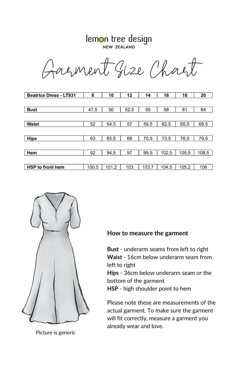 Size Chart for