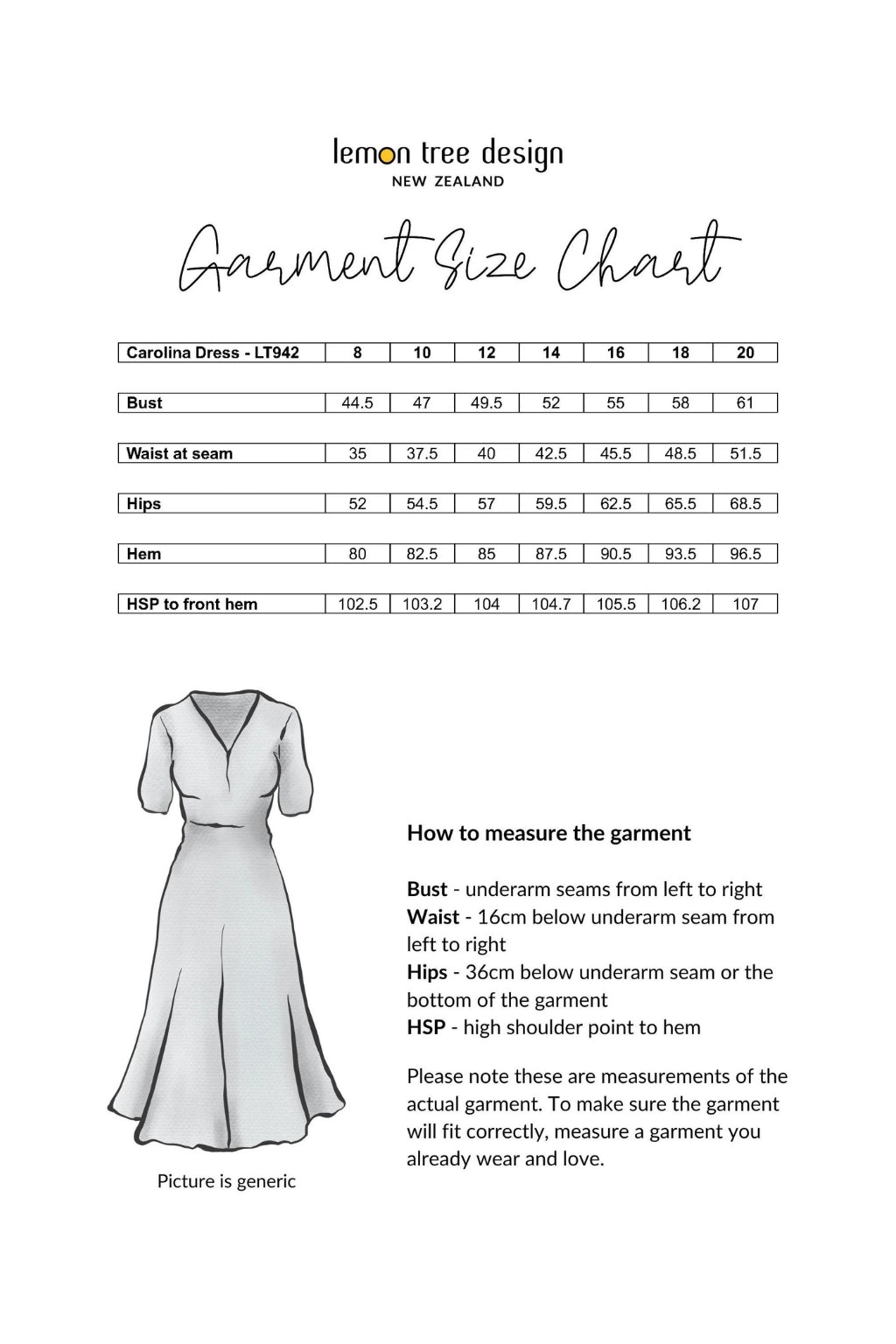 Size Chart for