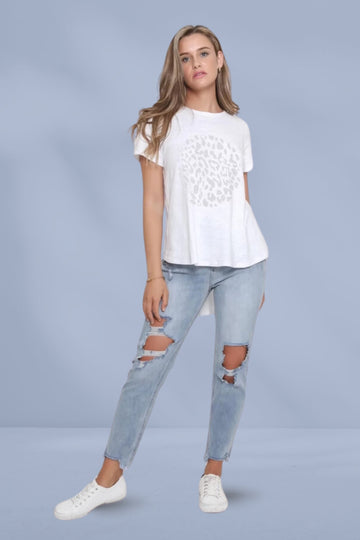 Leoni Karter O Grey Leopard Tee White From BoxHill