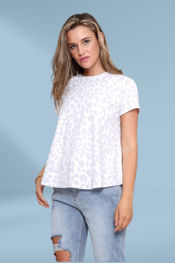 Leoni Karter Tee Grey Leopard Print From BoxHill