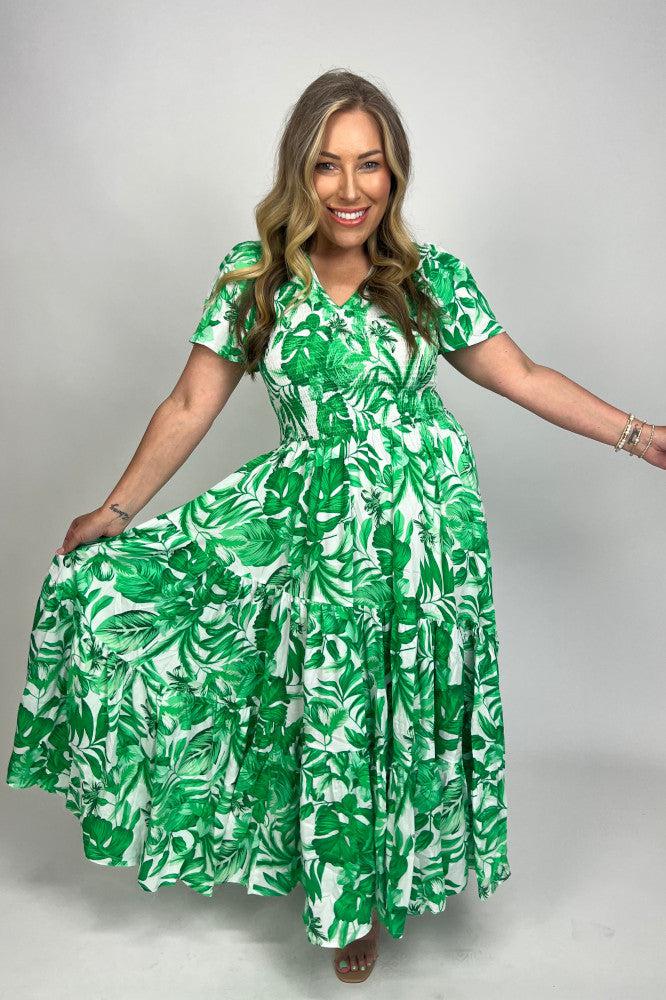 Leoni Vita Dress Green Print From BoxHill