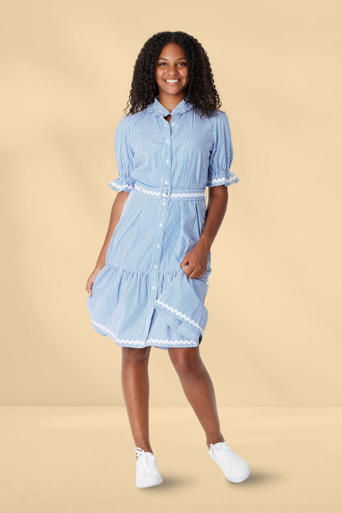 Luna Sky RicRac Dress Blue From BoxHill