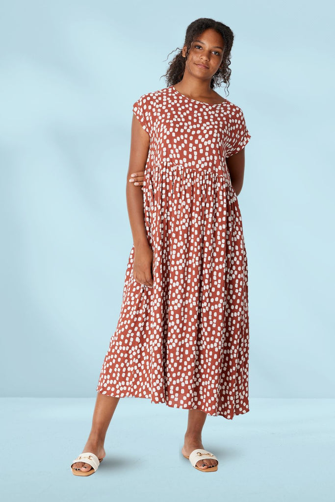 Luna Sky Teardrop Dress Cinnamon From BoxHill