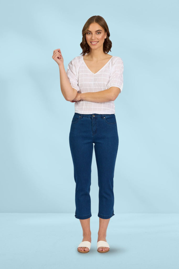 Macjays Ryder Crop Pants Blue Wash From BoxHill