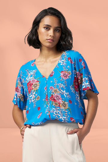 Madly Sweetly Garden Party Top Blue Multi From BoxHill