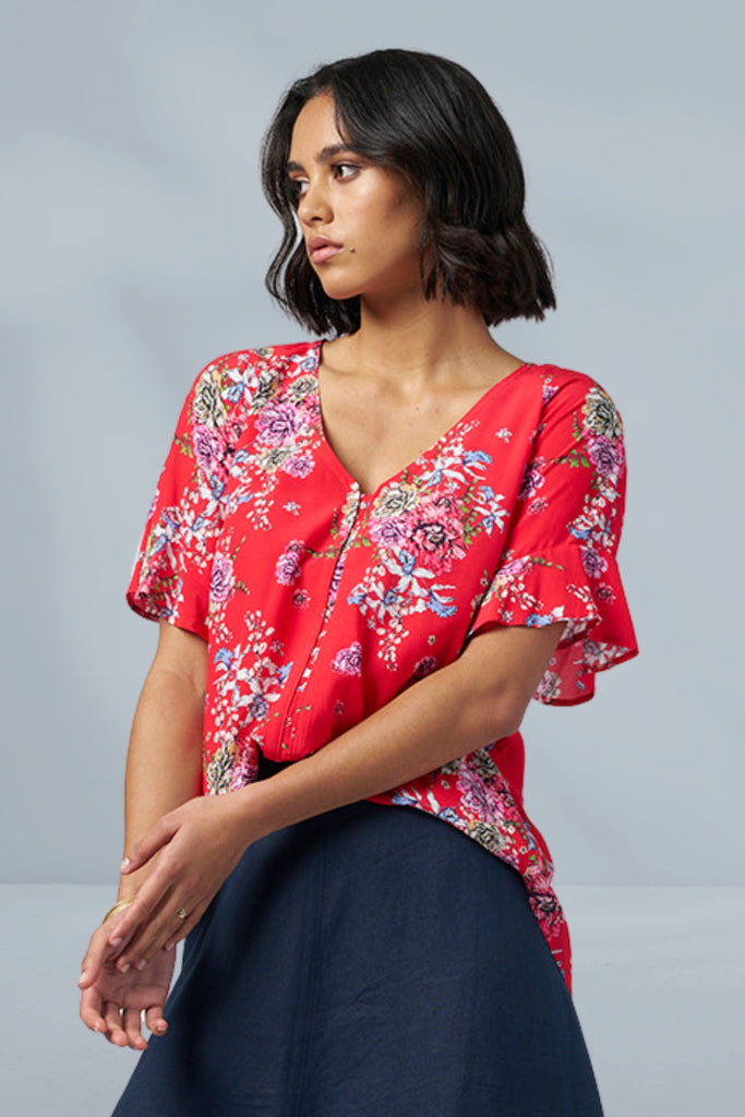 Madly Sweetly Garden Party Top Red Multi From BoxHill