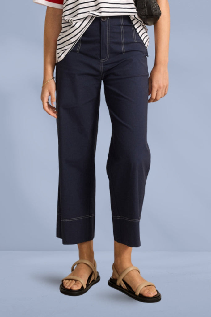 Marco Polo 3/4 Wide Leg Pants Navy From BoxHill