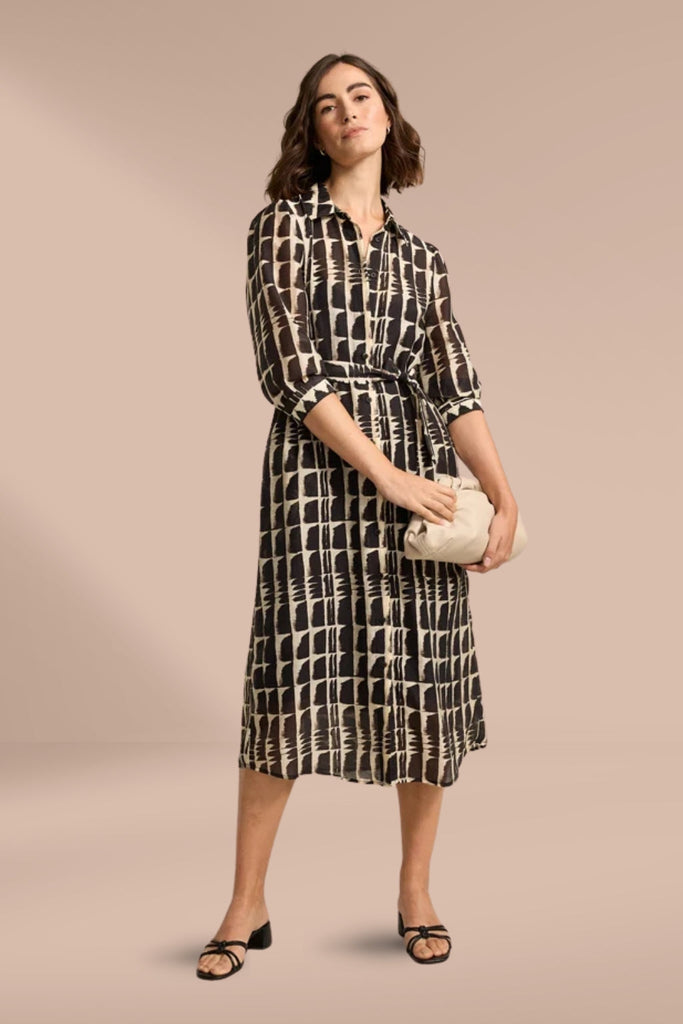 Marco Polo Ikat Shirt Dress Black From BoxHill