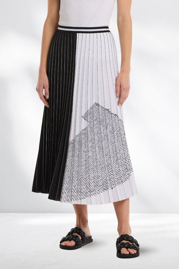 Marco Polo Pleated Mono Skirt Black From BoxHill