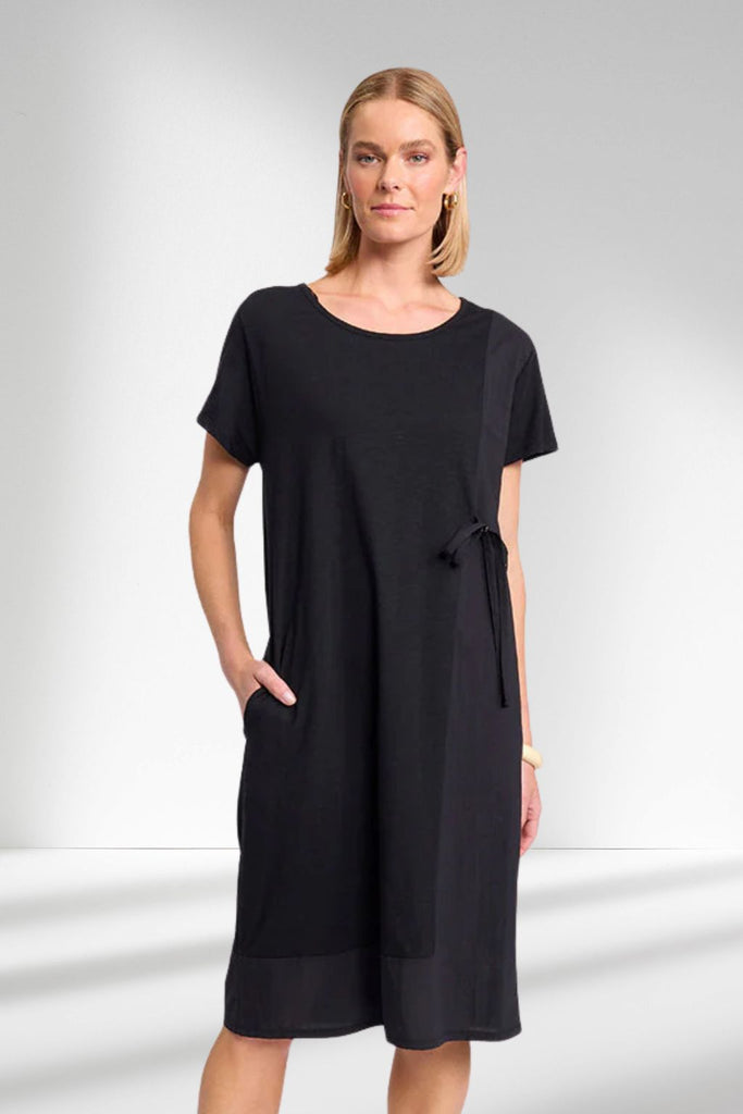 Marco Polo Short Sleeve Spliced Dress Black From BoxHill